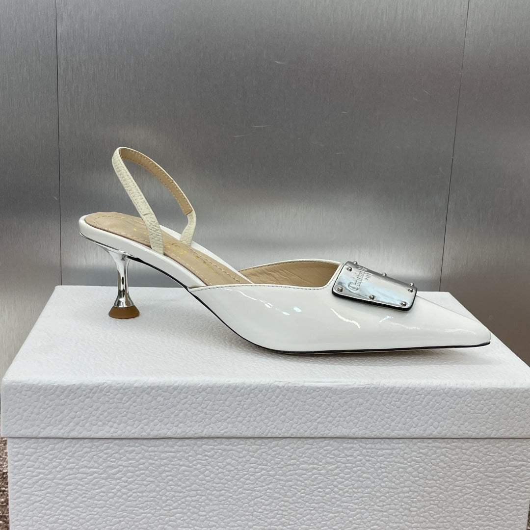 DIOR Slingback 65mm Glossy White Cowhide