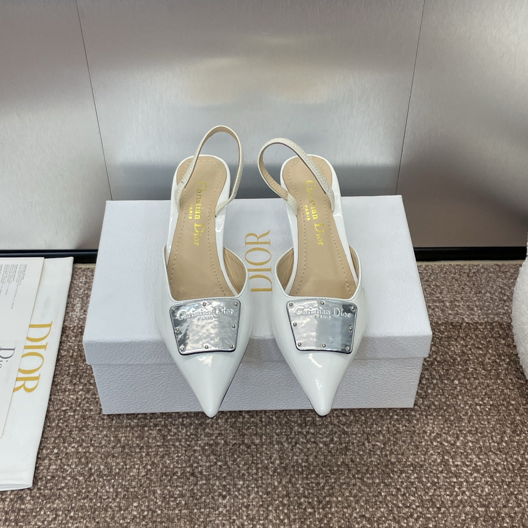 DIOR Slingback 65mm Glossy White Cowhide