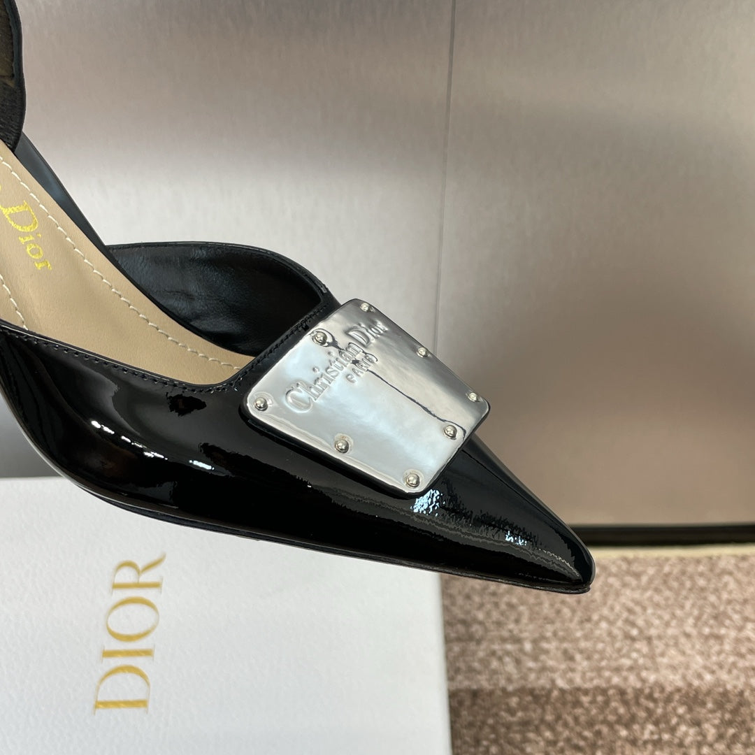 DIOR Slingback 65mm Glossy Black Cowhide
