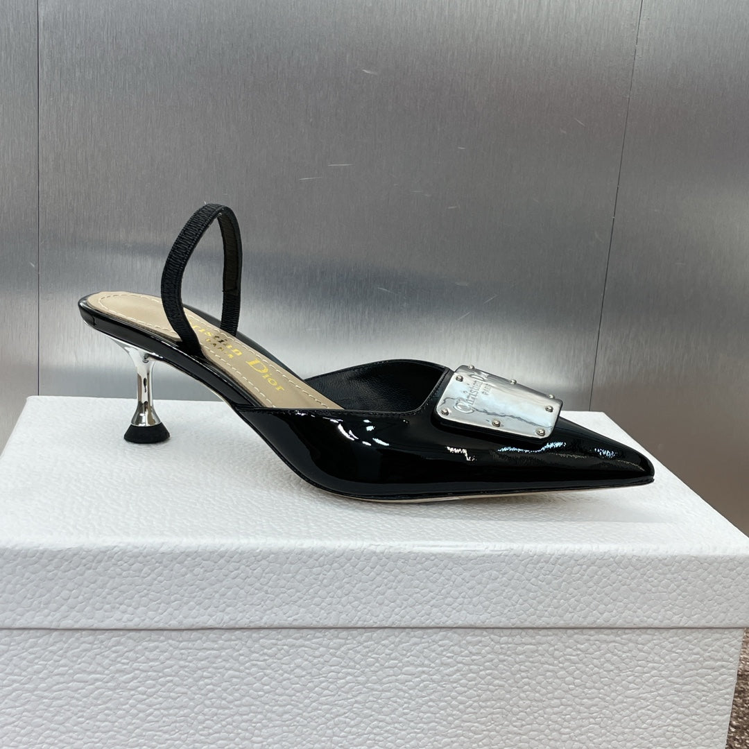 DIOR Slingback 65mm Glossy Black Cowhide