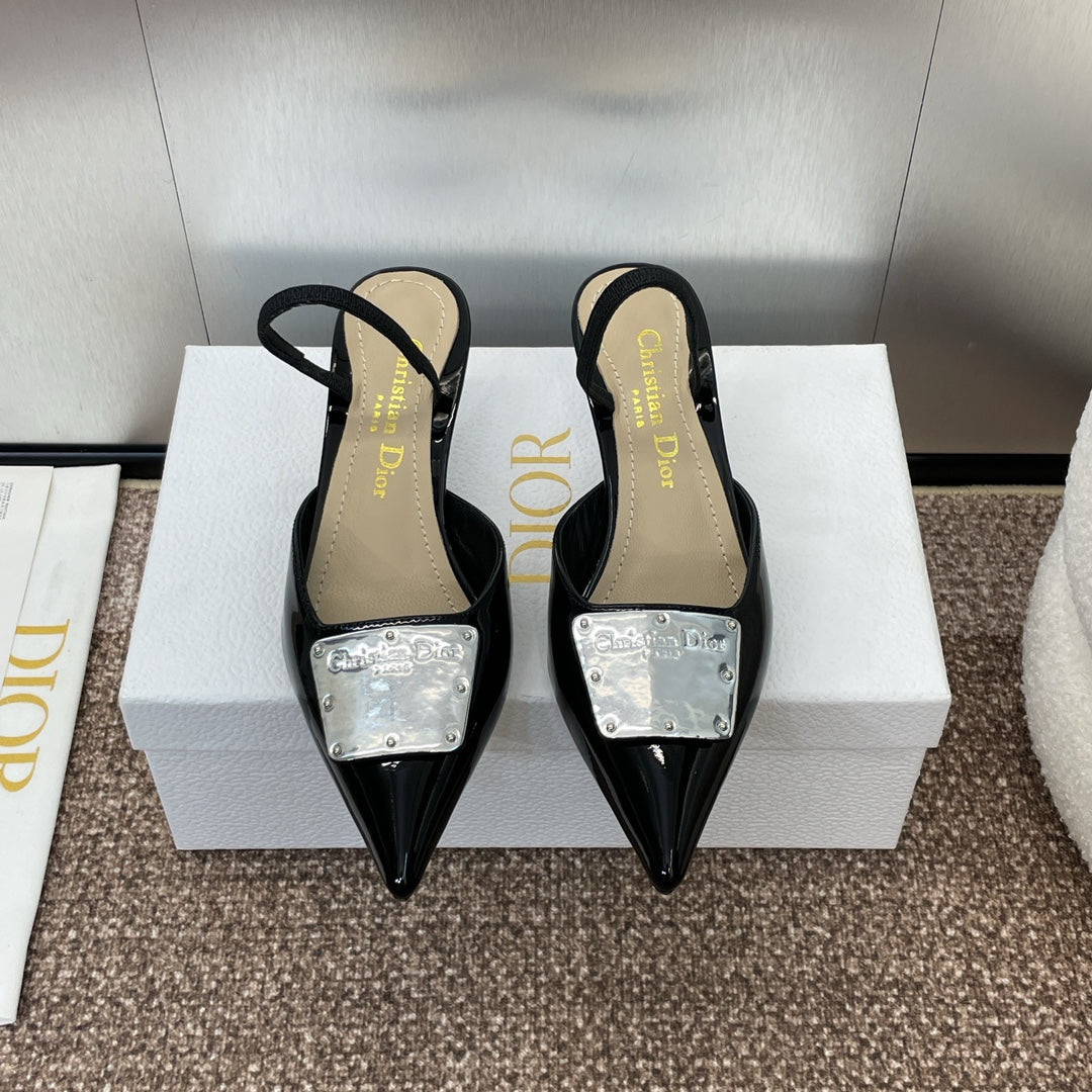 DIOR Slingback 65mm Glossy Black Cowhide