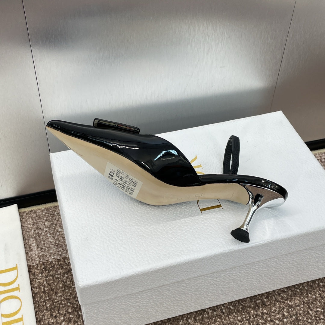 DIOR Slingback 65mm Glossy Black Cowhide