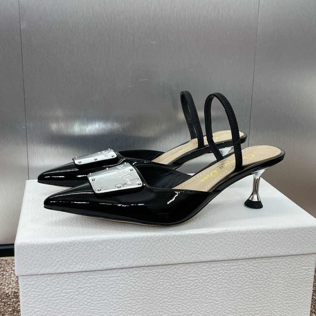 DIOR Slingback 65mm Glossy Black Cowhide