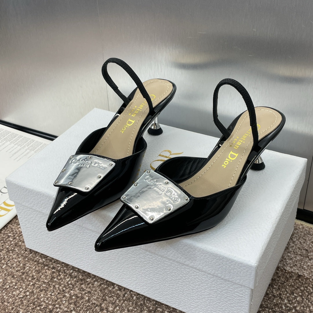 DIOR Slingback 65mm Glossy Black Cowhide