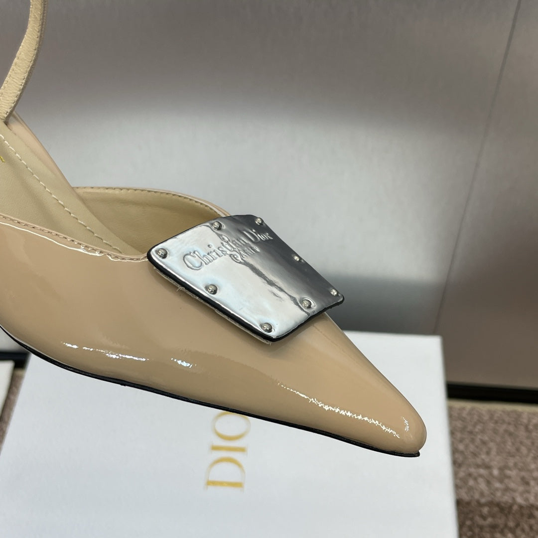 DIOR Slingback 65mm Glossy Beige Cowhide