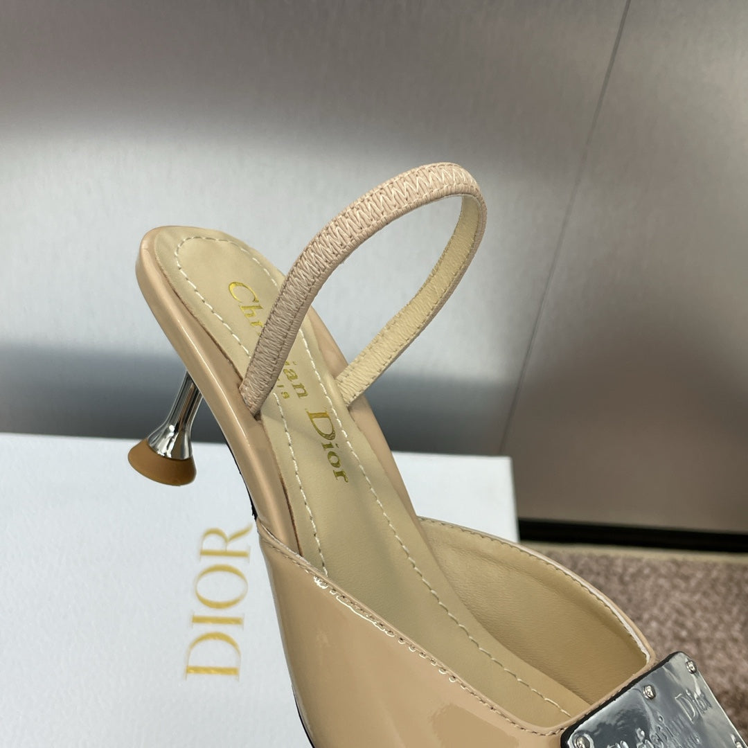 DIOR Slingback 65mm Glossy Beige Cowhide