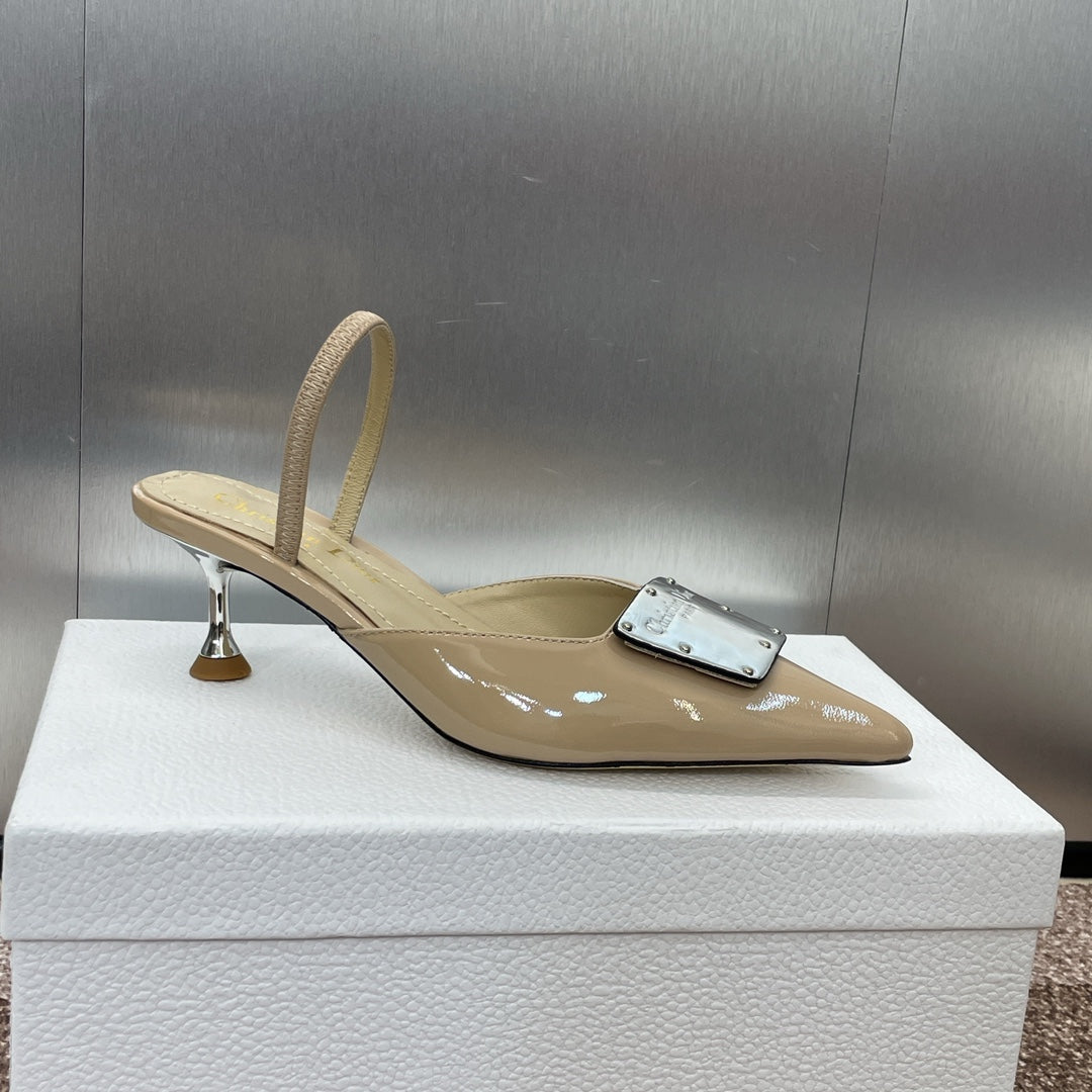 DIOR Slingback 65mm Glossy Beige Cowhide