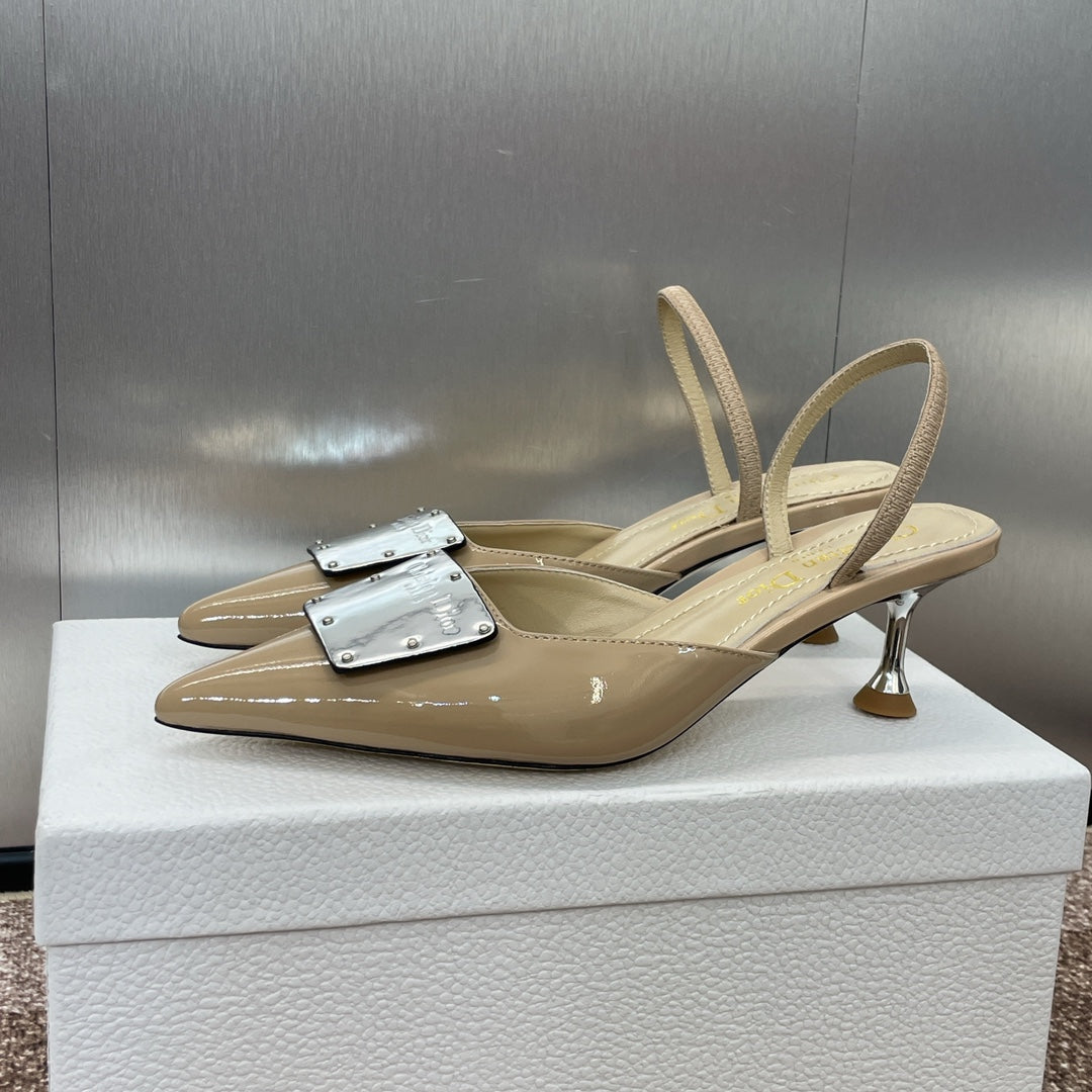 DIOR Slingback 65mm Glossy Beige Cowhide