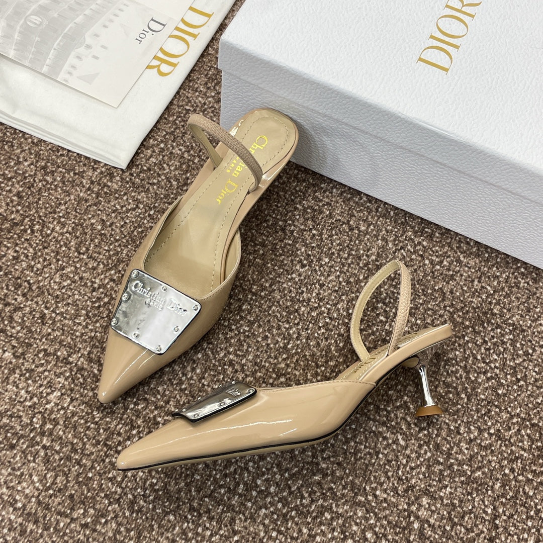DIOR Slingback 65mm Glossy Beige Cowhide