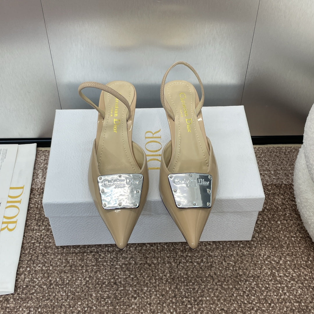 DIOR Slingback 65mm Glossy Beige Cowhide