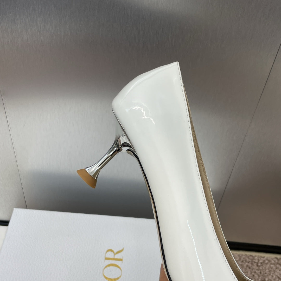 DIOR Pumps 65mm Glossy White Cowhide