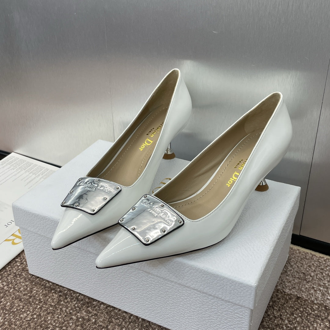DIOR Pumps 65mm Glossy White Cowhide