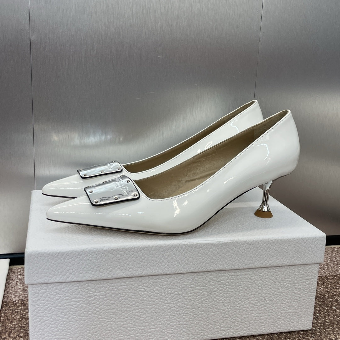 DIOR Pumps 65mm Glossy White Cowhide