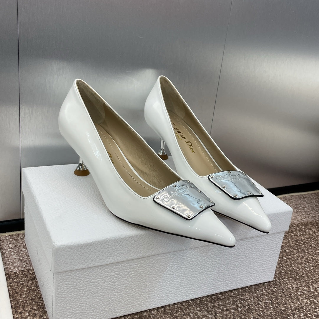 DIOR Pumps 65mm Glossy White Cowhide