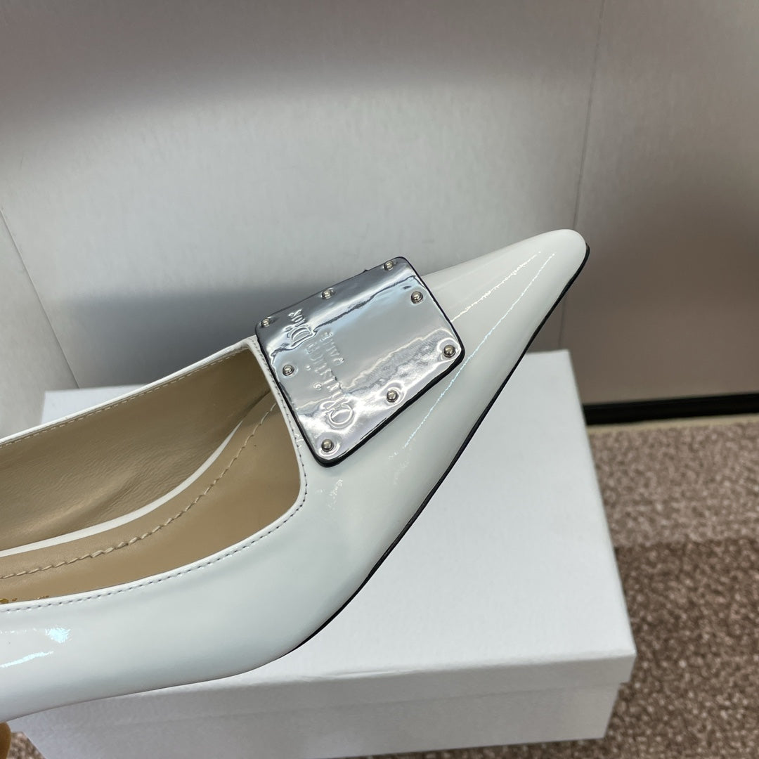 DIOR Pumps 65mm Glossy White Cowhide