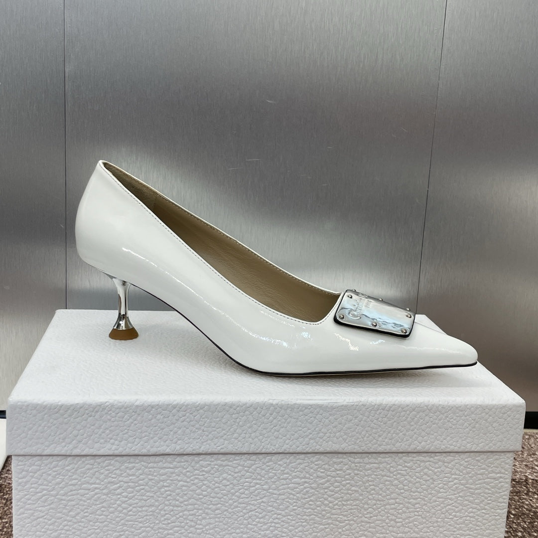 DIOR Pumps 65mm Glossy White Cowhide