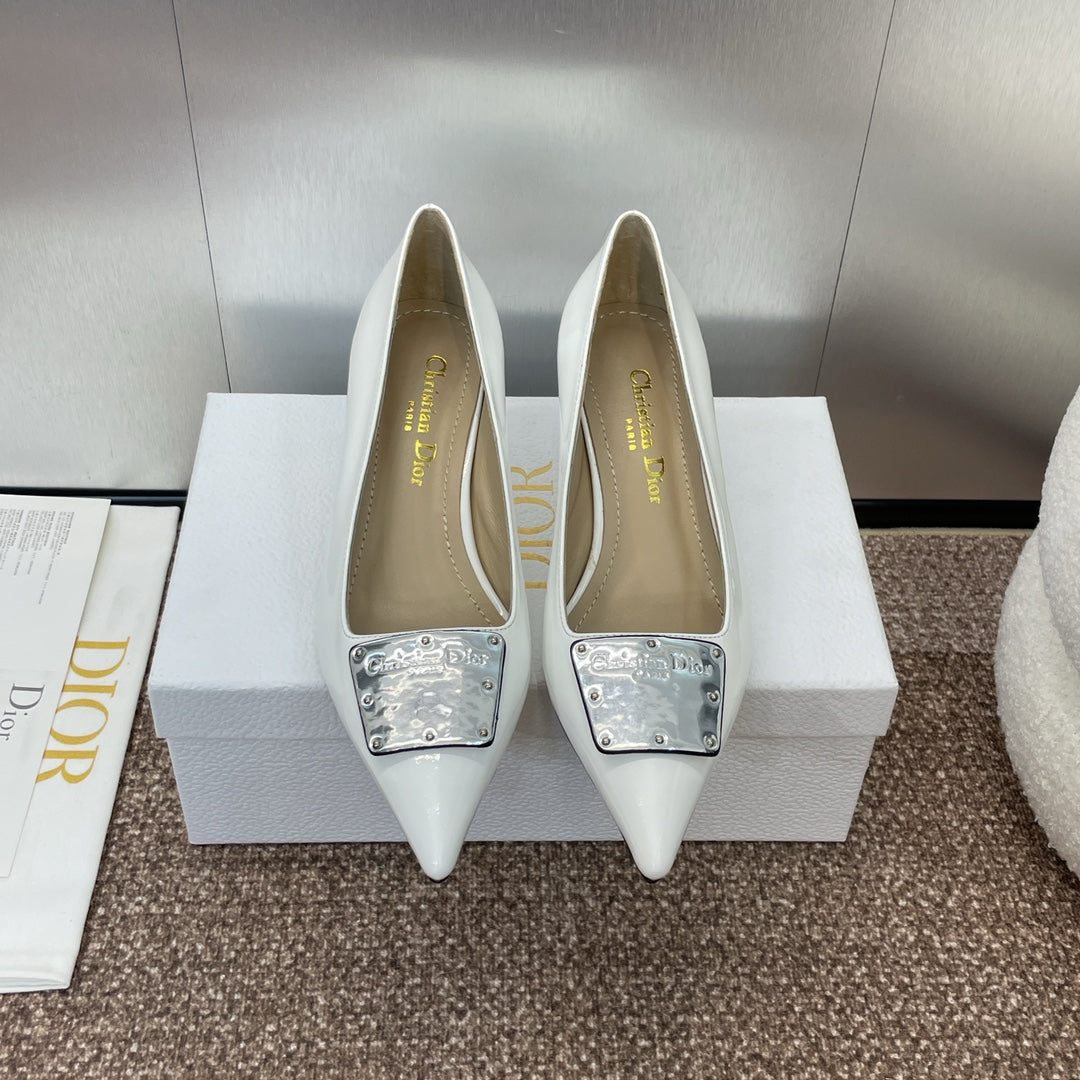 DIOR Pumps 65mm Glossy White Cowhide