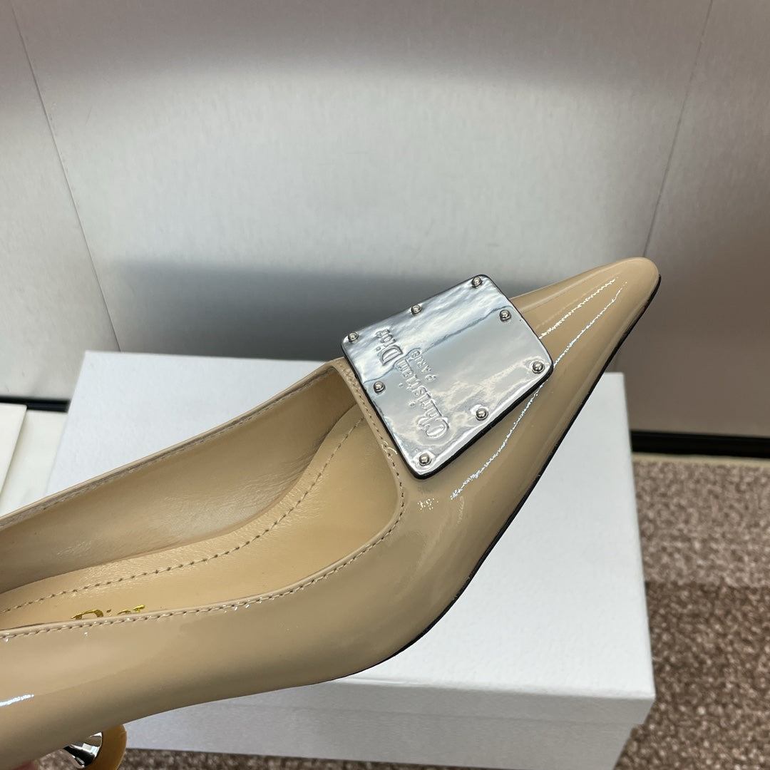 DIOR Pumps 65mm Glossy Beige Cowhide