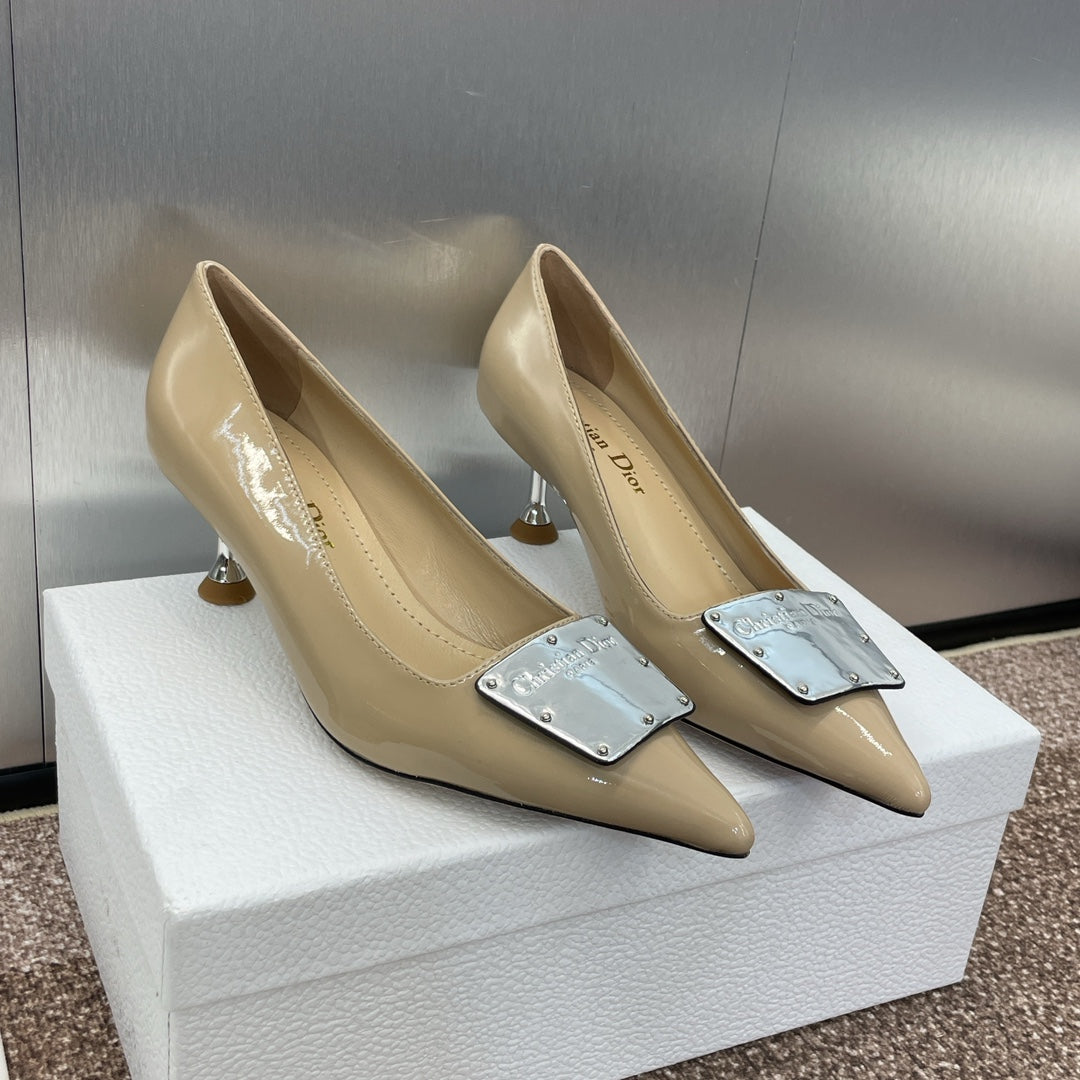 DIOR Pumps 65mm Glossy Beige Cowhide