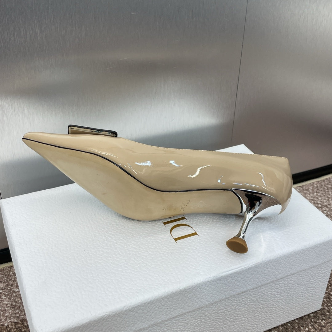 DIOR Pumps 65mm Glossy Beige Cowhide