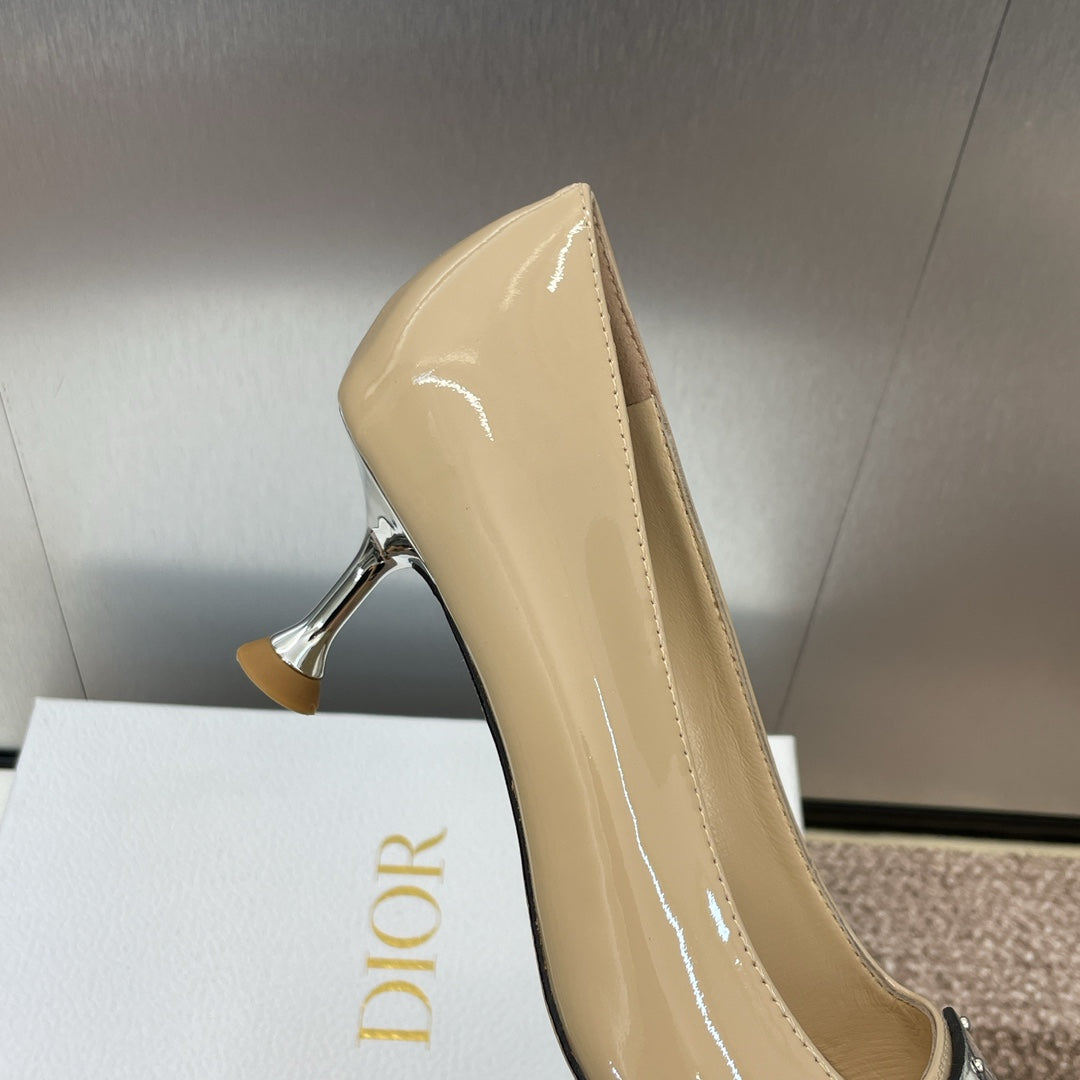 DIOR Pumps 65mm Glossy Beige Cowhide