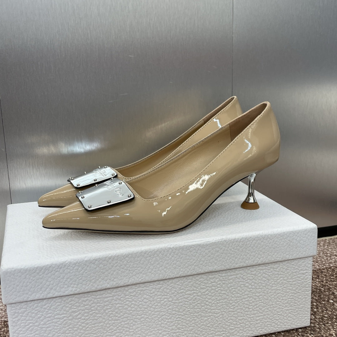 DIOR Pumps 65mm Glossy Beige Cowhide