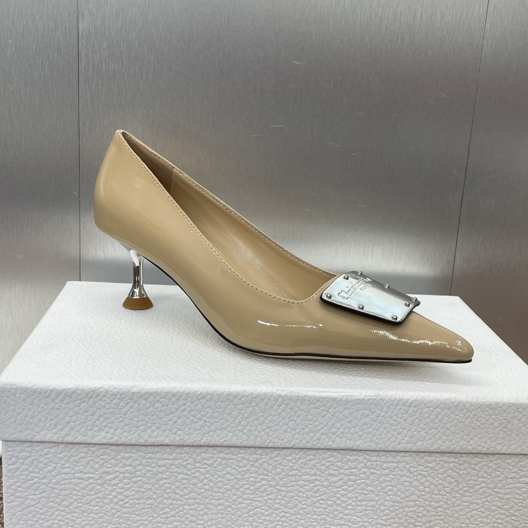 DIOR Pumps 65mm Glossy Beige Cowhide