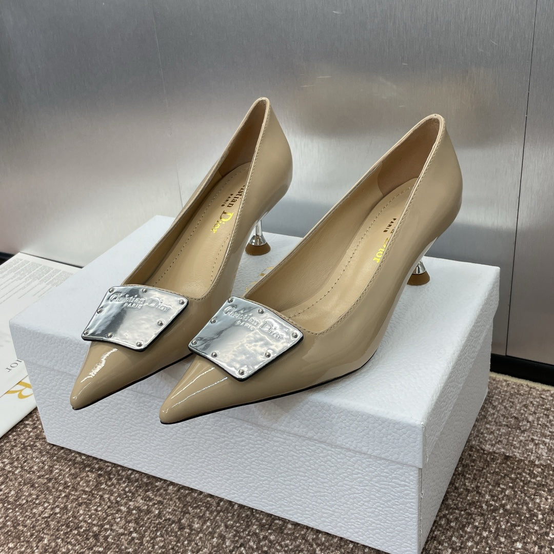 DIOR Pumps 65mm Glossy Beige Cowhide