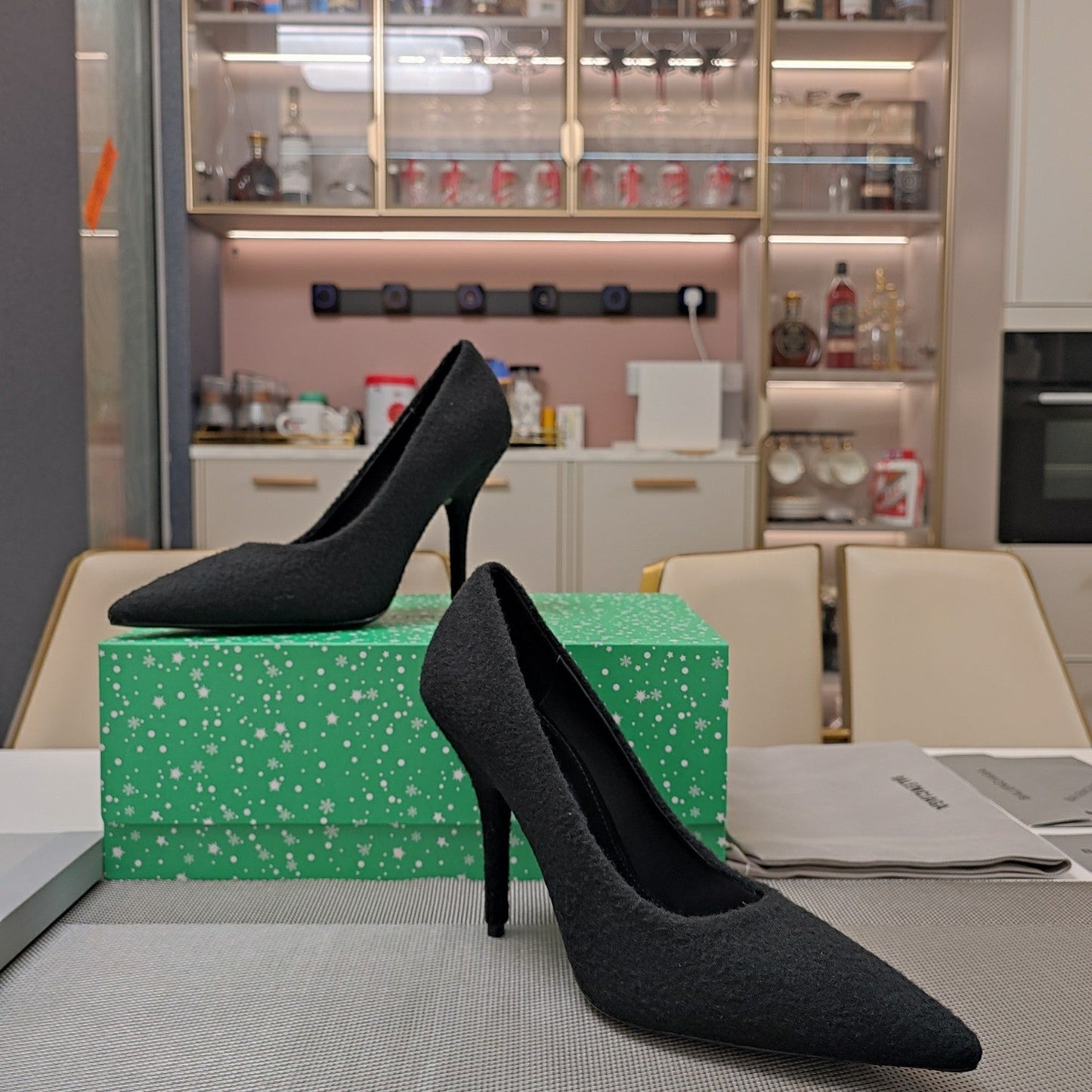 Balanciaga HIGH HEEL PUMPS 90MM IN BLACK WOOL
