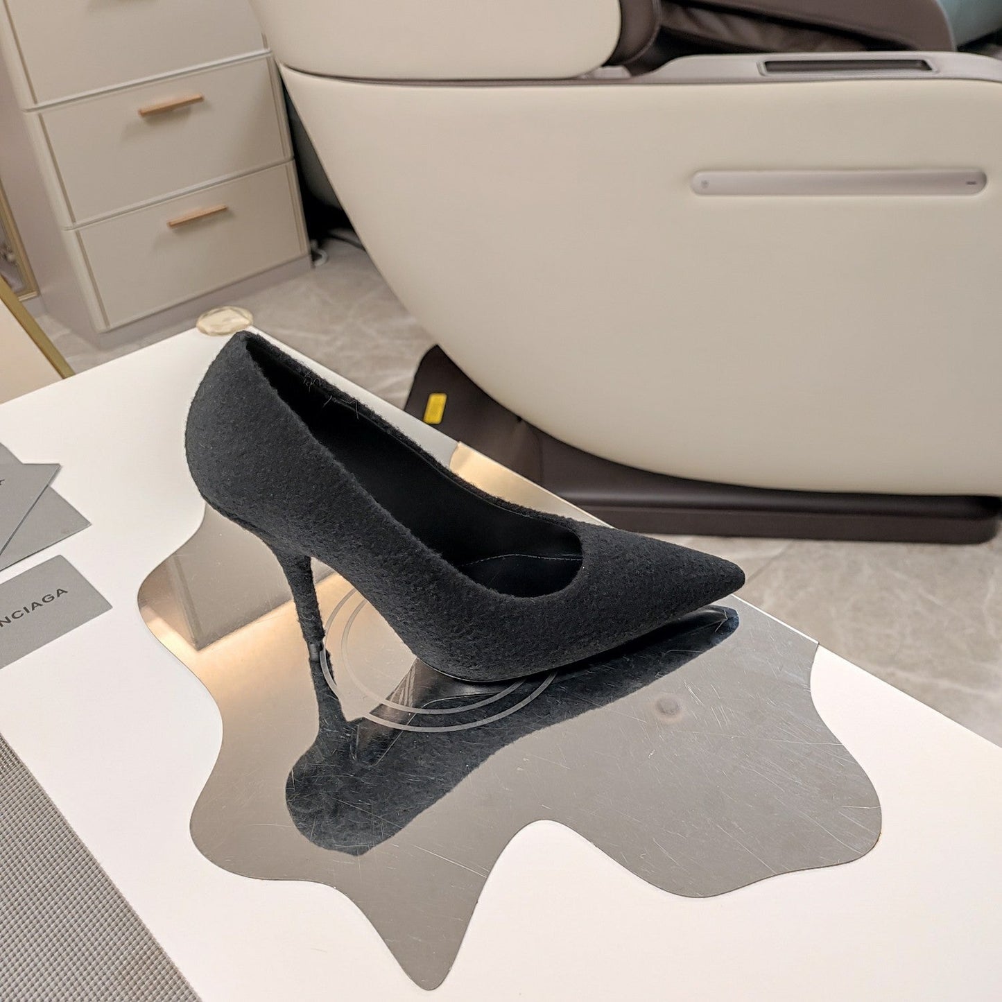 Balanciaga HIGH HEEL PUMPS 90MM IN BLACK WOOL