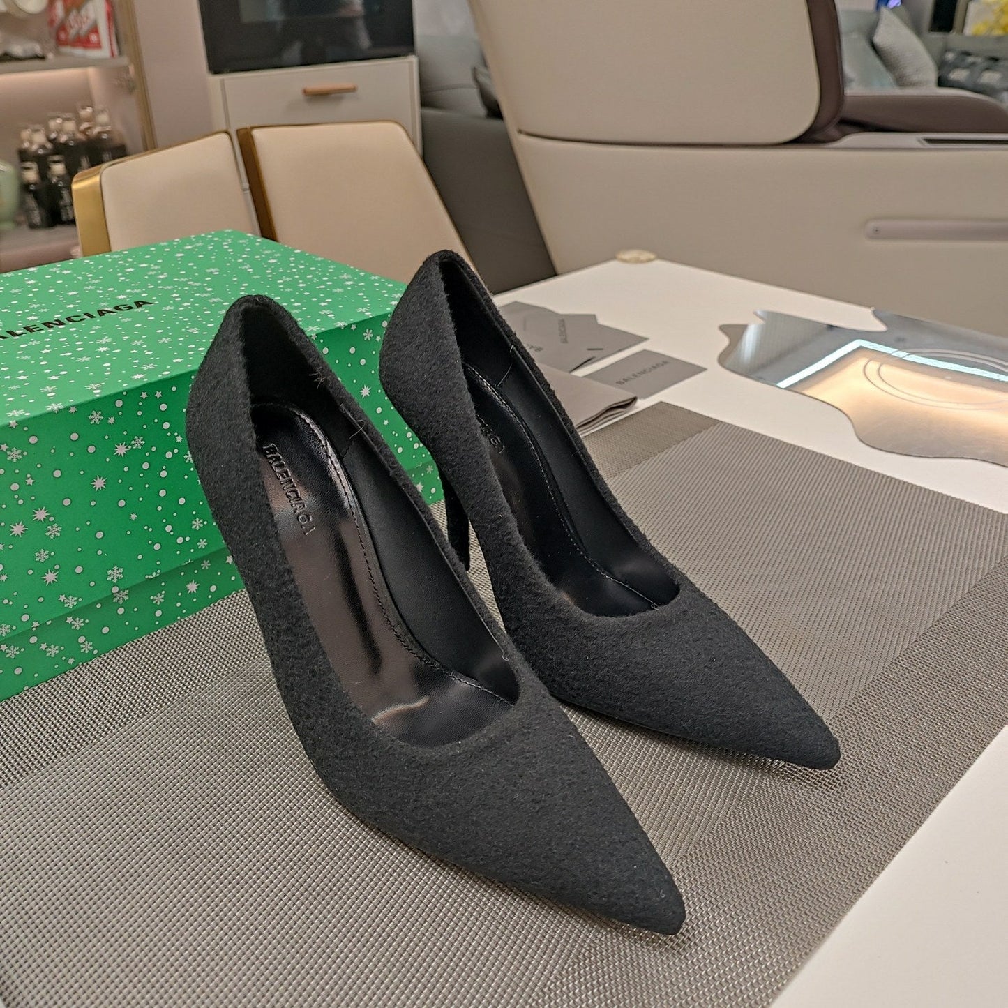 Balanciaga HIGH HEEL PUMPS 90MM IN BLACK WOOL