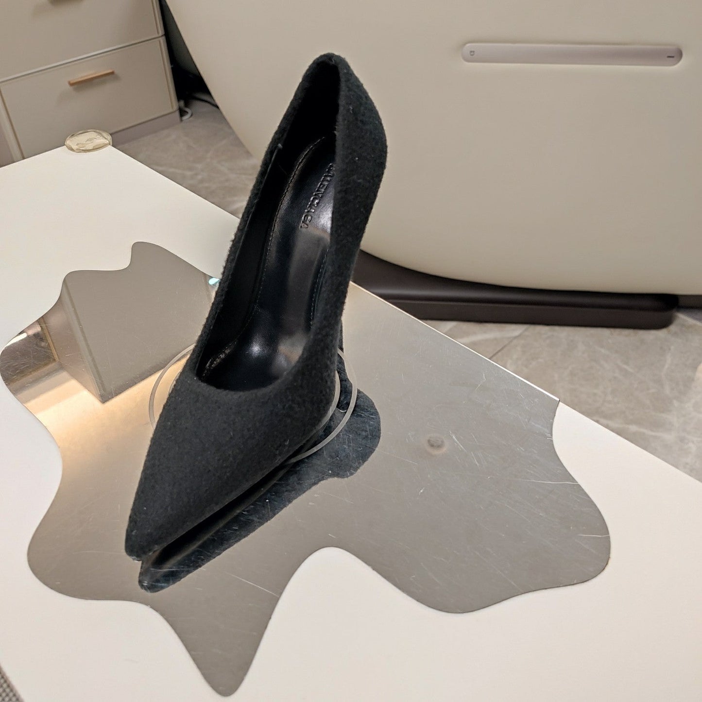 Balanciaga HIGH HEEL PUMPS 90MM IN BLACK WOOL