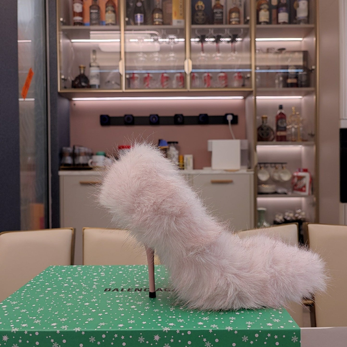 Balanciaga FURRY PUMPS 90MM IN HEAVEN PINK FOX FUR