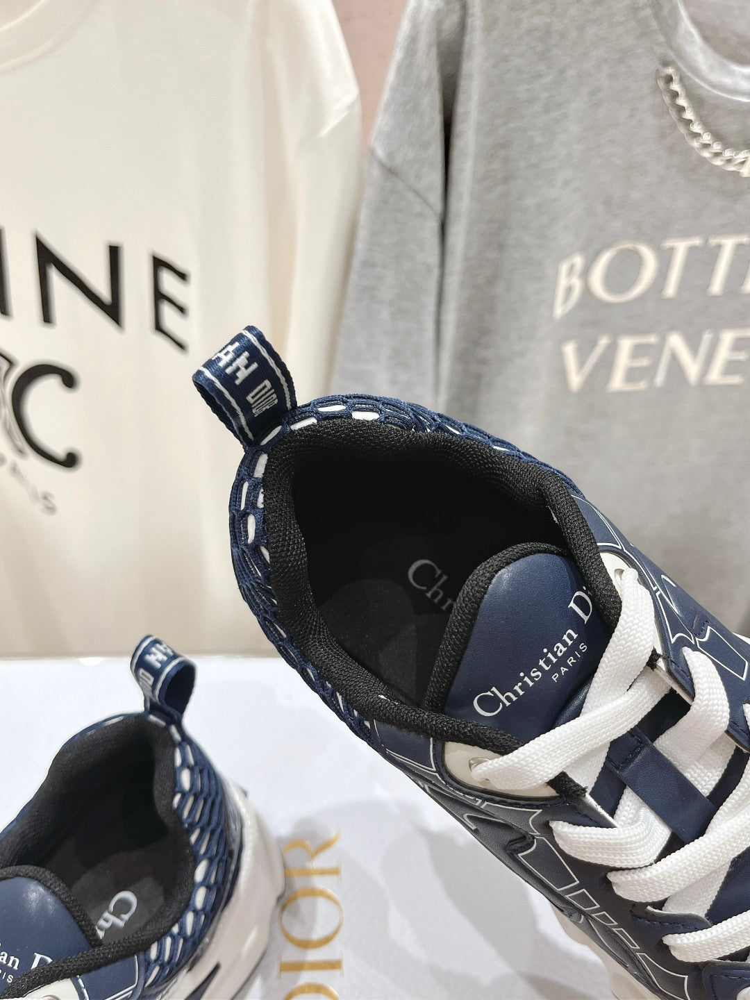 DIOR Vibe Sneaker Charcoal Blue Polyester Mesh Fabric And Cowhide