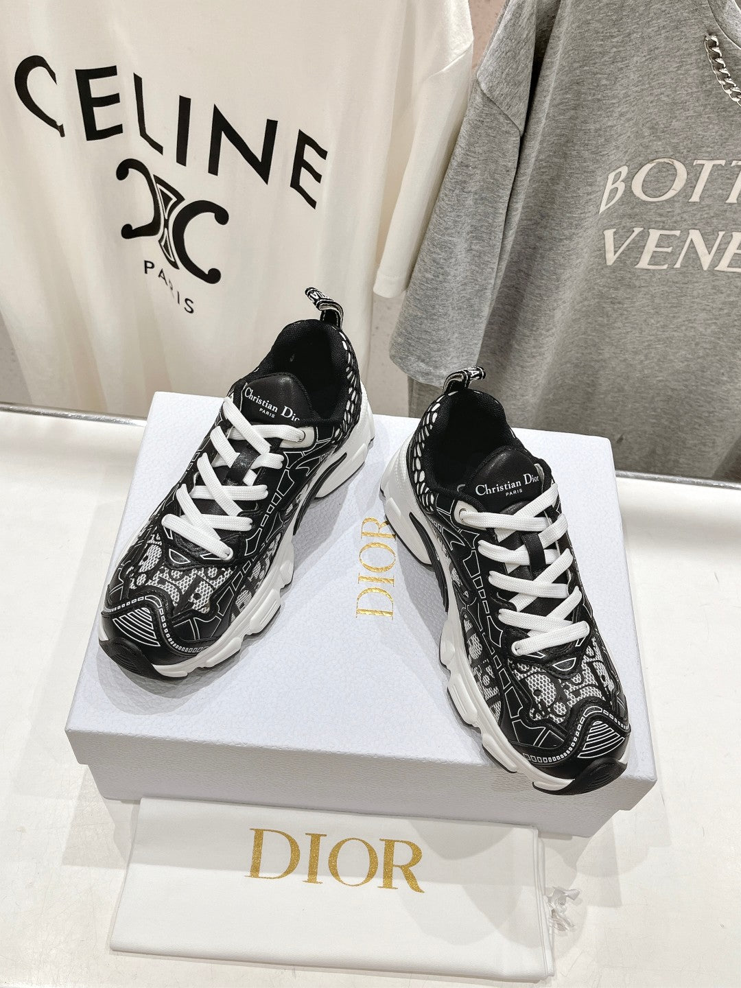 DIOR Vibe Sneaker Black Polyester Mesh Fabric And Cowhide