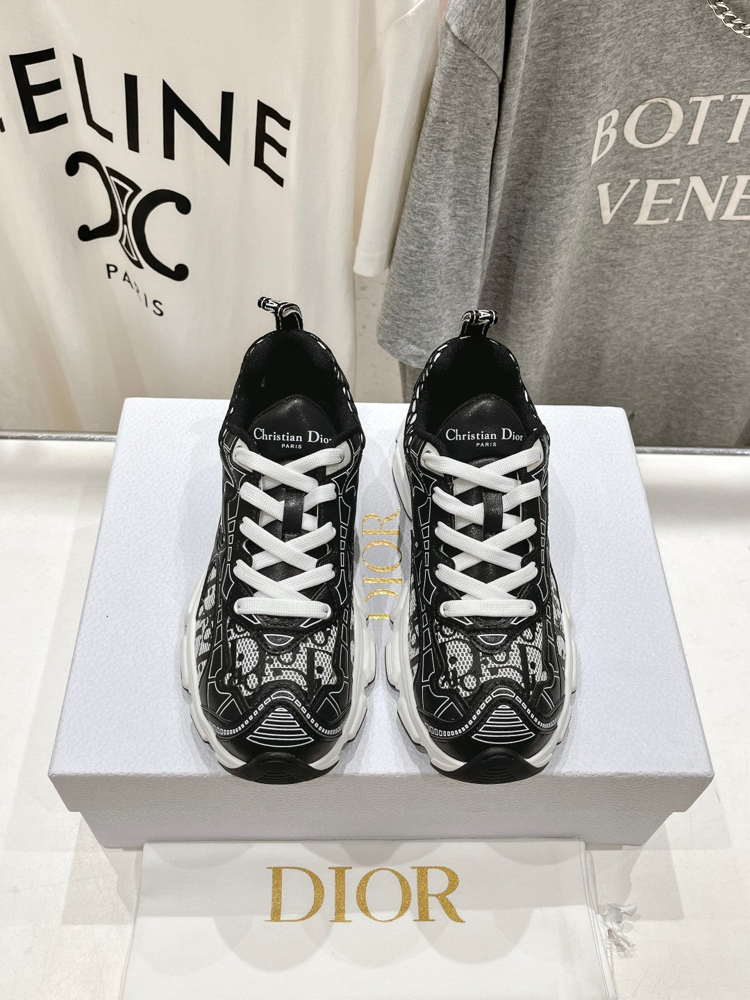 DIOR Vibe Sneaker Black Polyester Mesh Fabric And Cowhide