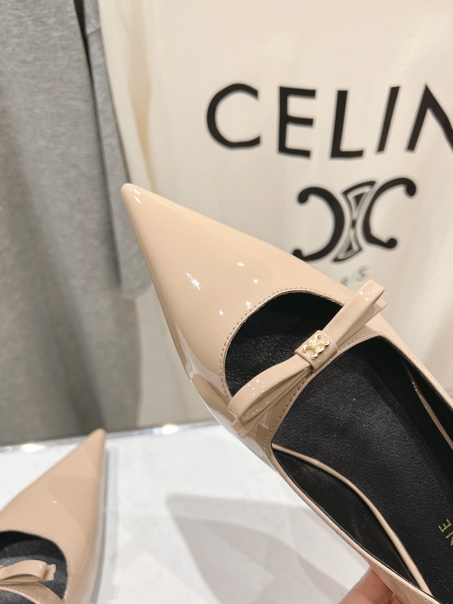 Celine CELINE 25C Ballet Flats Nude Patent Leather 236745