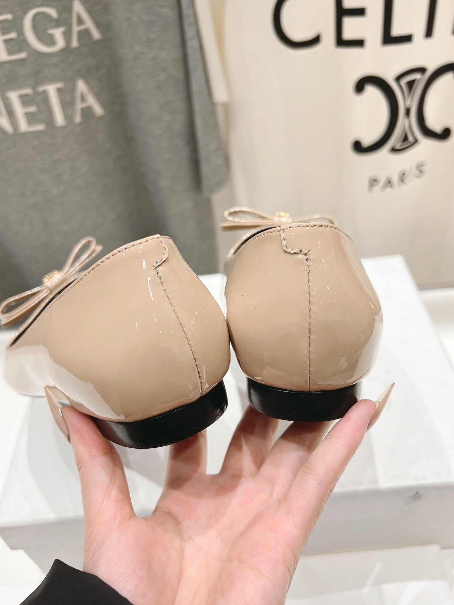 Celine CELINE 25C Ballet Flats Nude Patent Leather 236745