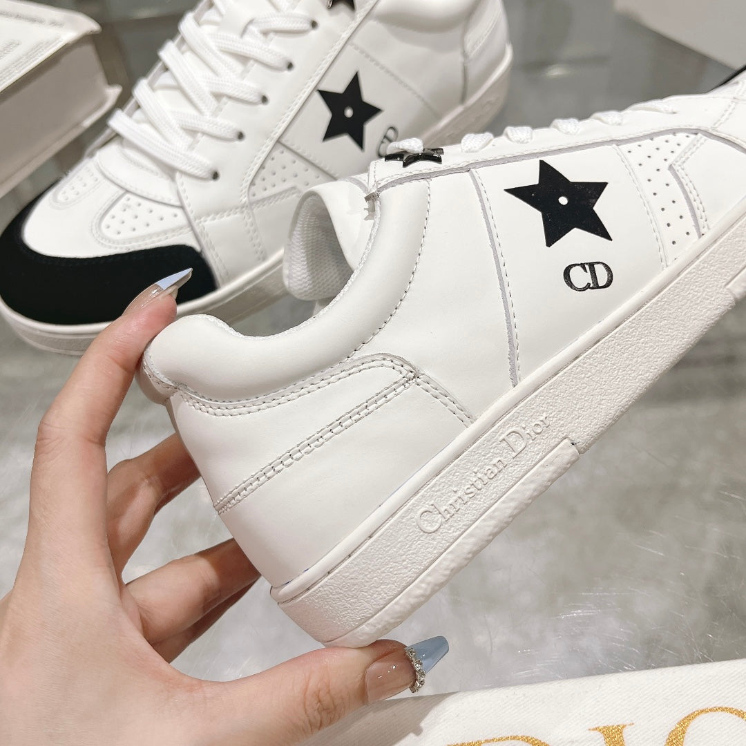 DIOR star sneaker white calfskin black suede