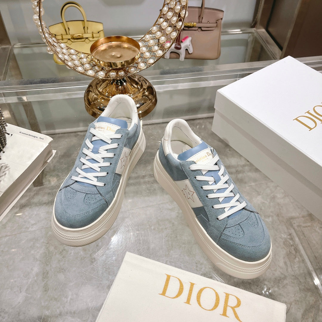 DIOR star sneaker white calfskin rock gray suede
