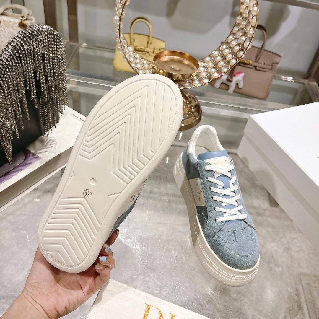 DIOR star sneaker white calfskin rock gray suede