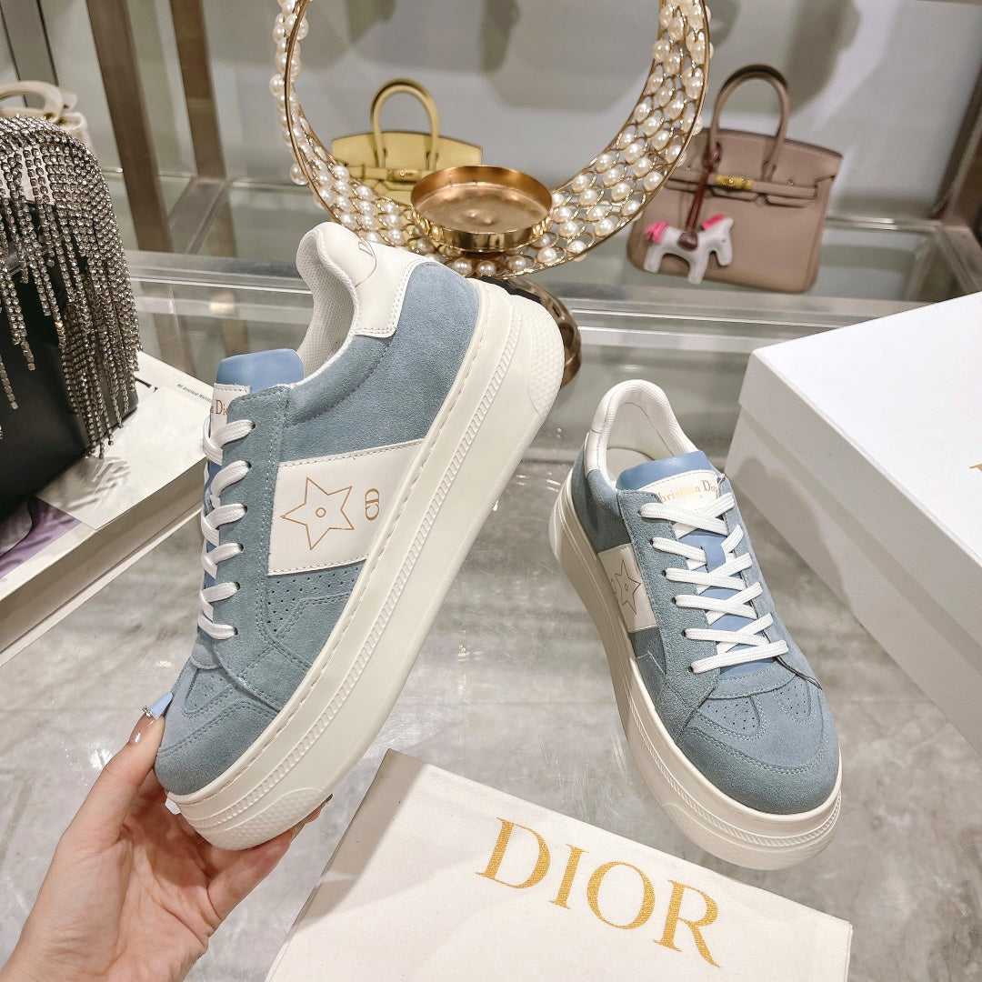 DIOR star sneaker white calfskin rock gray suede