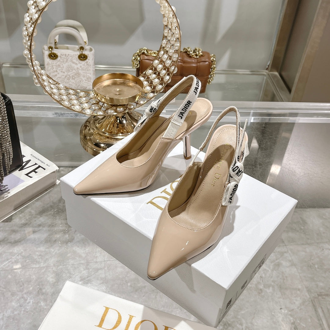 DIOR JA DIOR Slingback 85 Beige Patent Calfskin