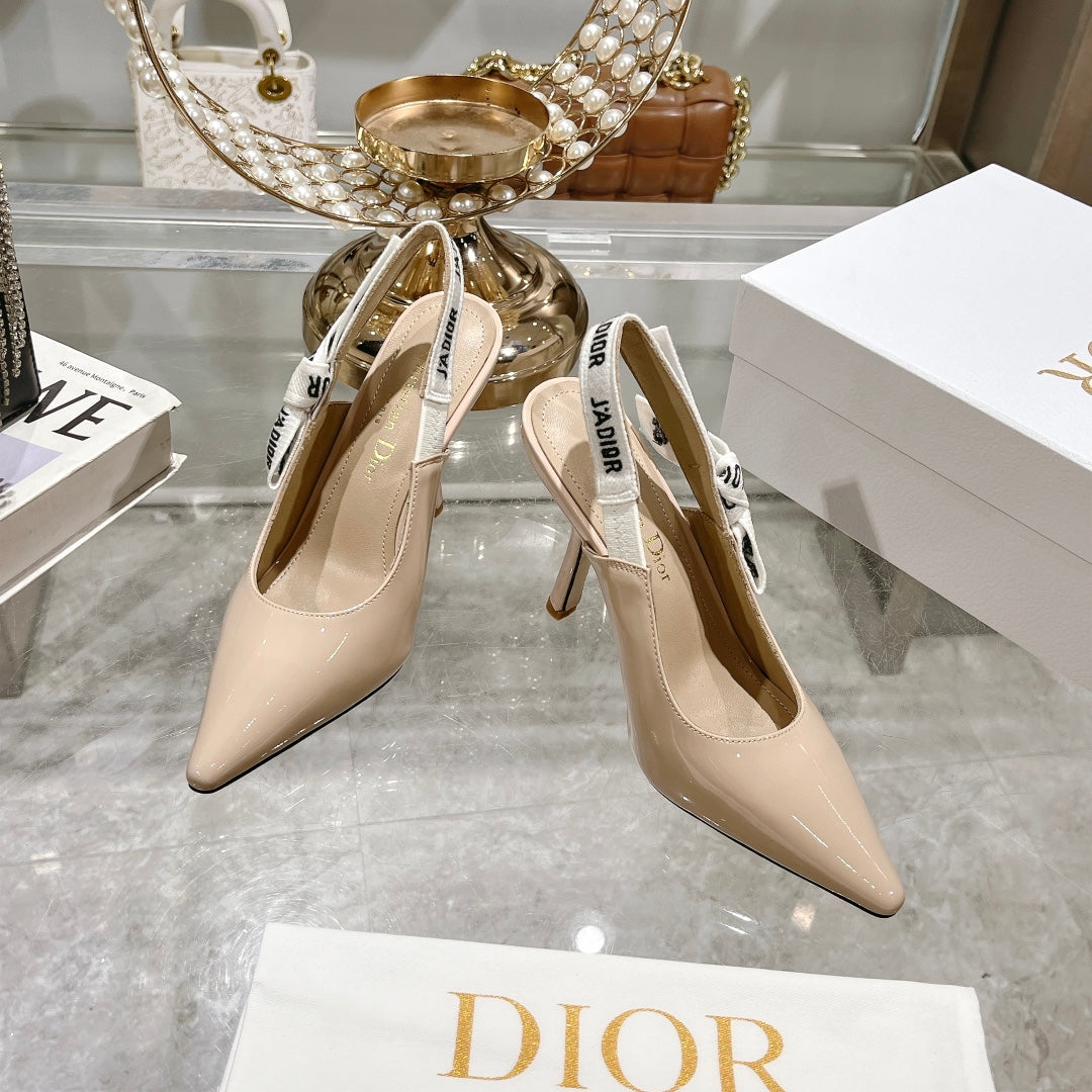 DIOR JA DIOR Slingback 85 Beige Patent Calfskin
