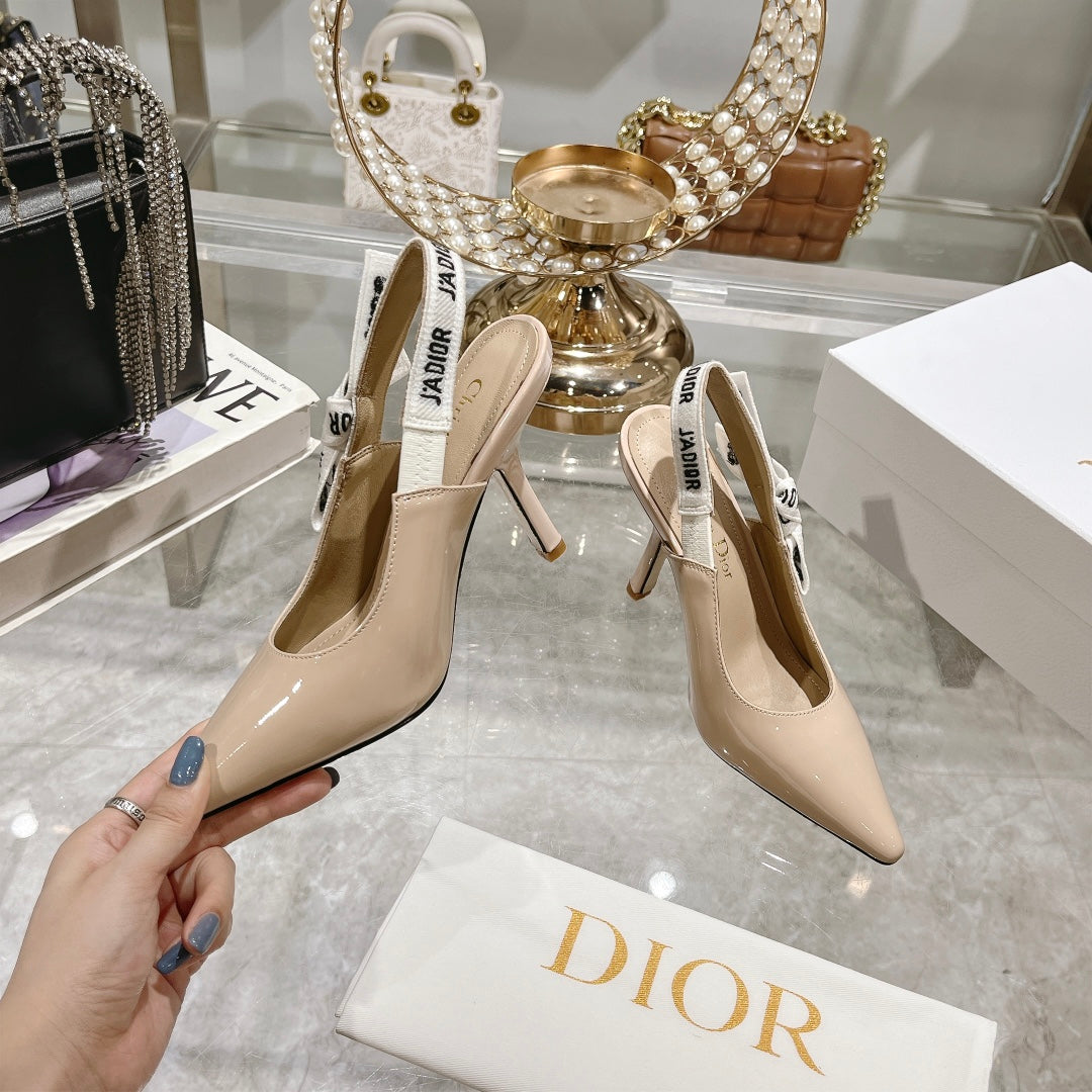 DIOR JA DIOR Slingback 85 Beige Patent Calfskin