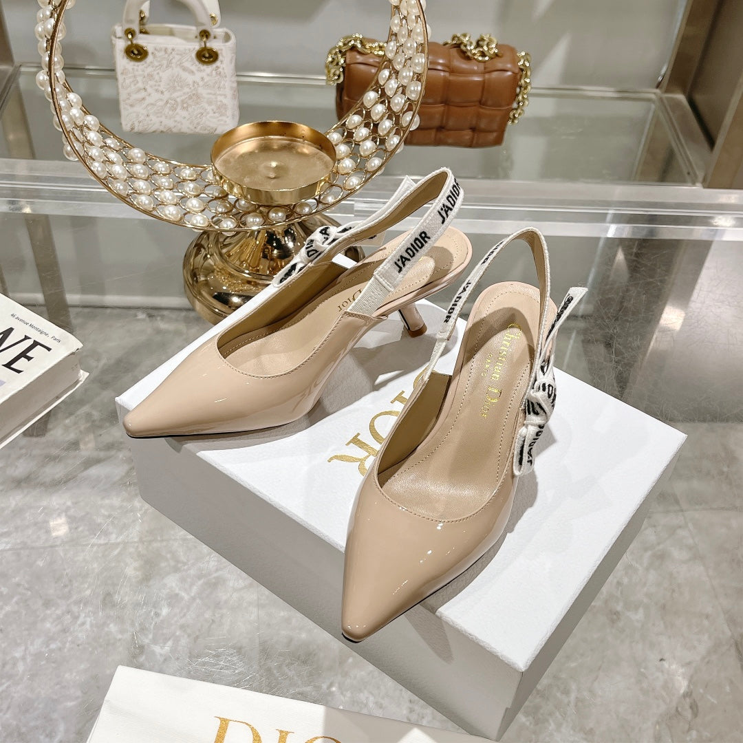 DIOR JA DIOR Slingback 55 Beige Patent Calfskin