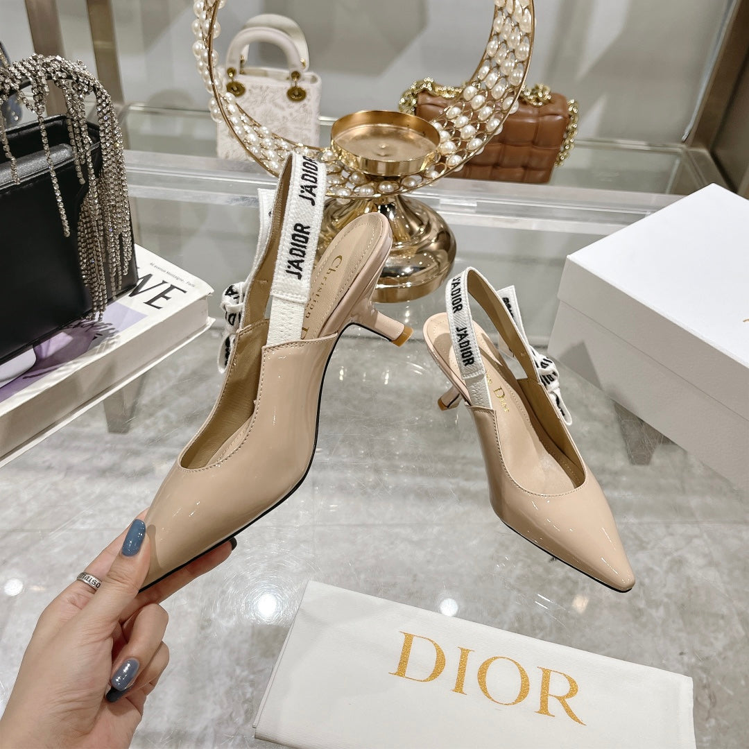 DIOR JA DIOR Slingback 55 Beige Patent Calfskin