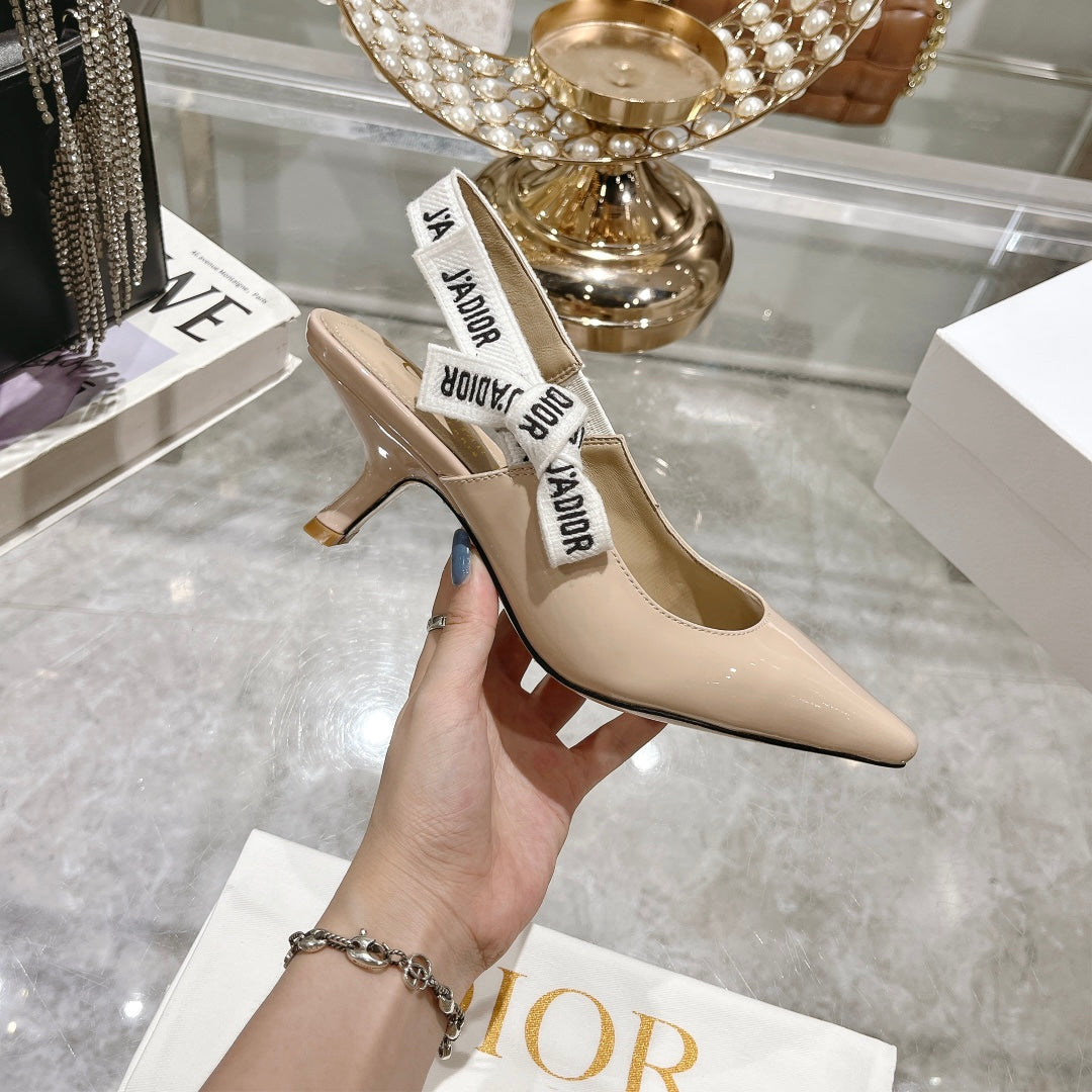 DIOR JA DIOR Slingback 55 Beige Patent Calfskin