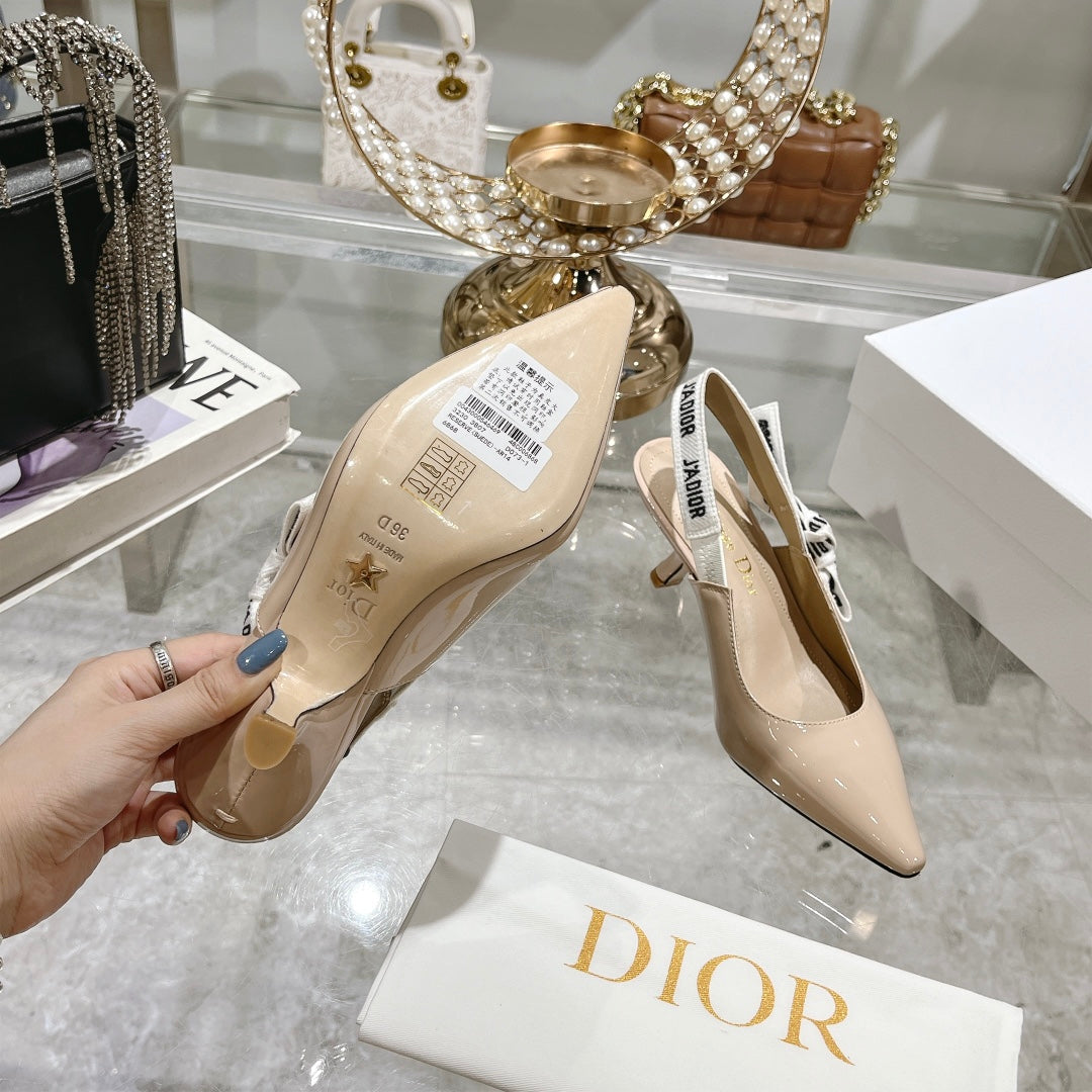 DIOR JA DIOR Slingback 55 Beige Patent Calfskin