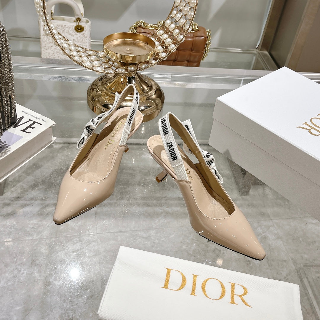 DIOR JA DIOR Slingback 55 Beige Patent Calfskin